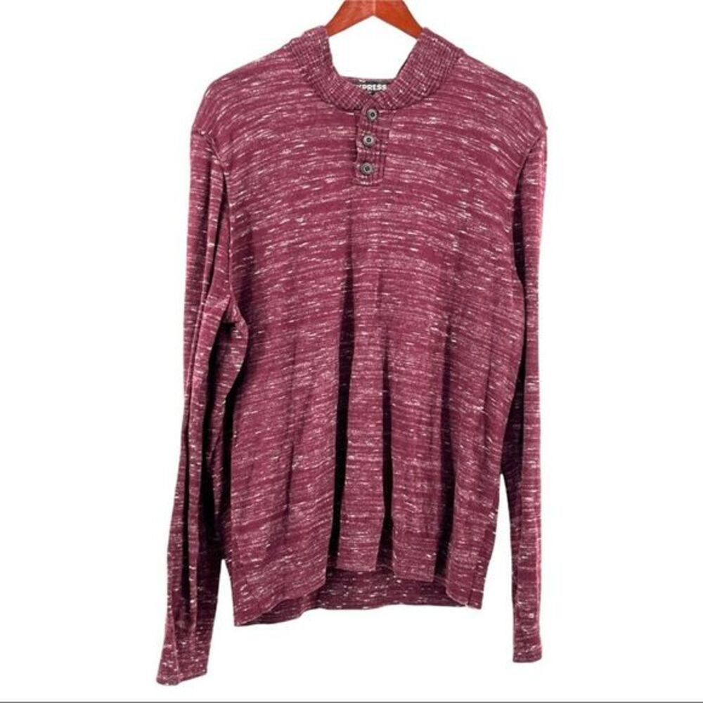 Express Maroon Mens Lightweight Wool Nylon Blend Sweatshirt with Hood XL